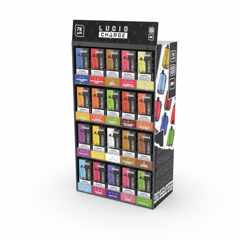 Black Four-Tier Acrylic Vape Display with Dividers
