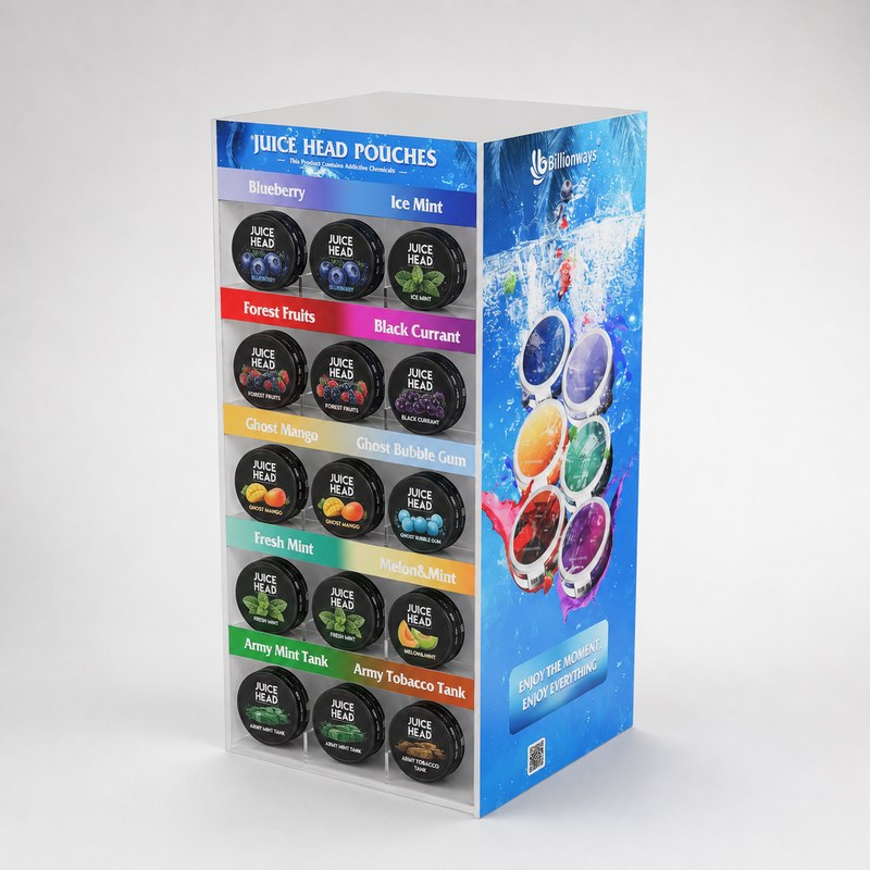 Blue Five-Tier Acrylic Nicotine Pouch Counter Display