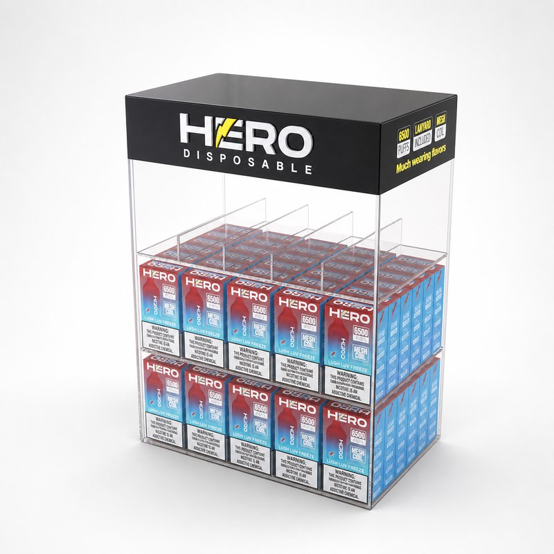 Clear Three-Tier Acrylic Disposable Vape Display