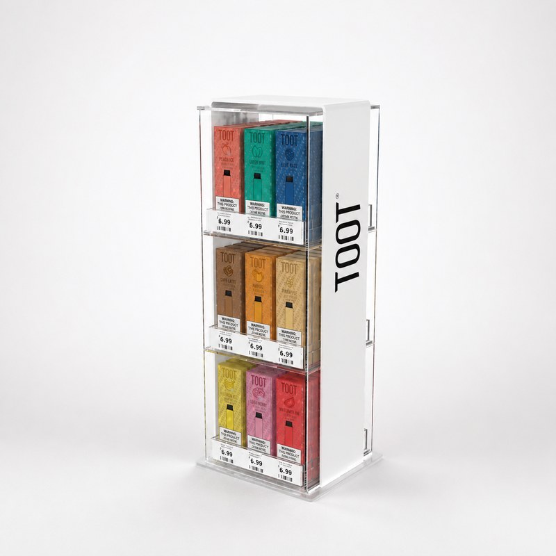 Clear Three-Tier Upright Acrylic Vape Display