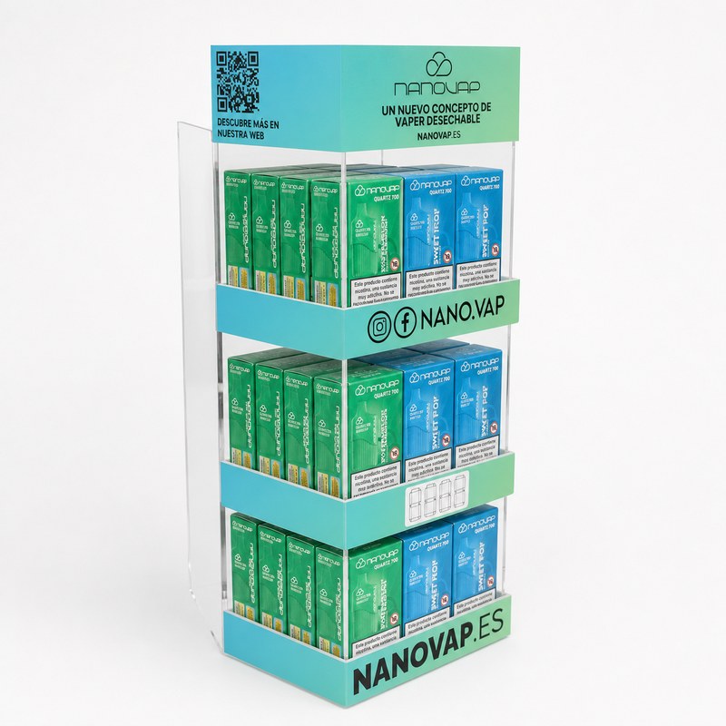 Green and Blue Three-Tier Acrylic Vape Display