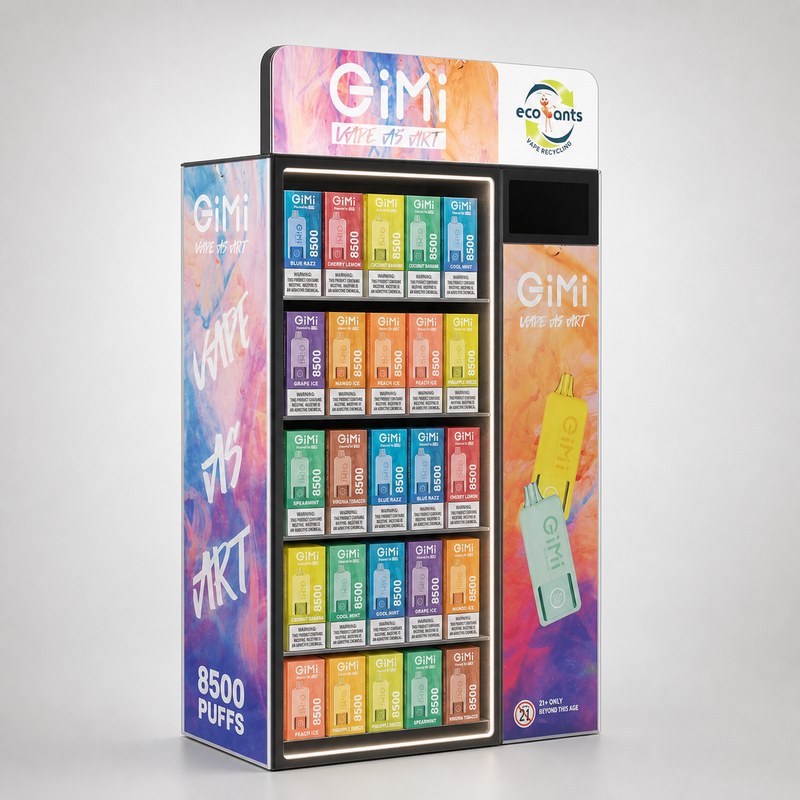 Five-Tier Printed Acrylic LED Vape Display Cabinet
