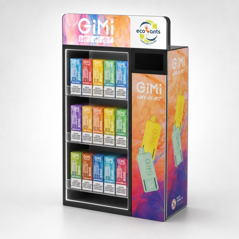 Three-Tier Printed Acrylic LED Vape Display Cabinet