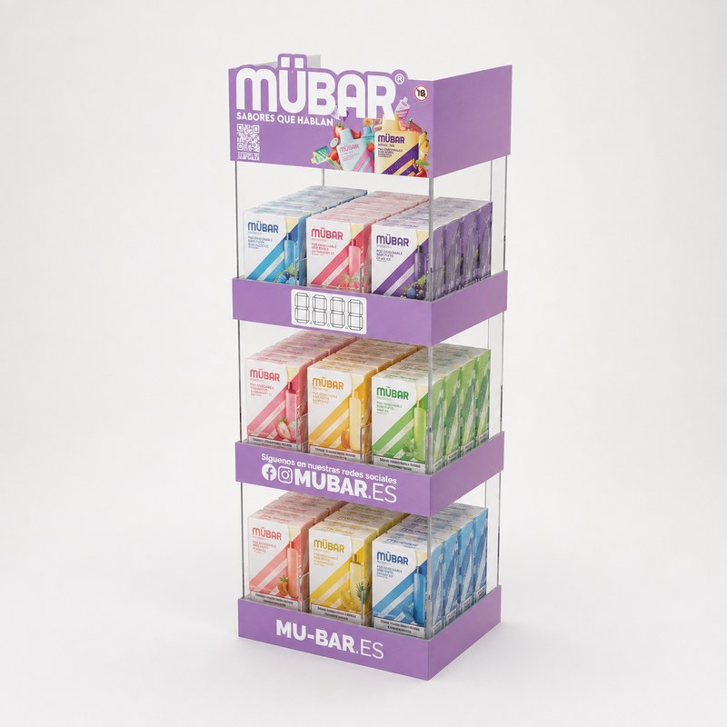 Purple Three-Tier Acrylic Vape Display Stand
