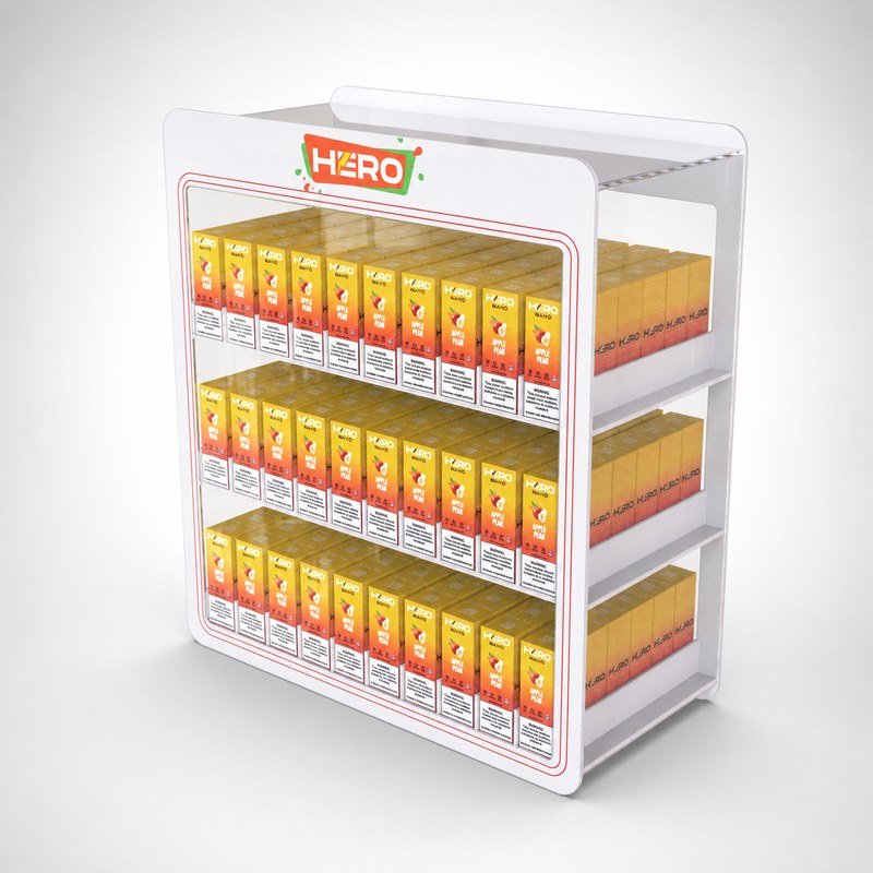 Three-Tier White Acrylic Vape Display Cabinet