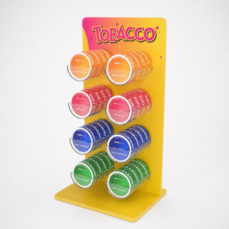 Yellow Four-Tier Acrylic Nicotine Pouch Display